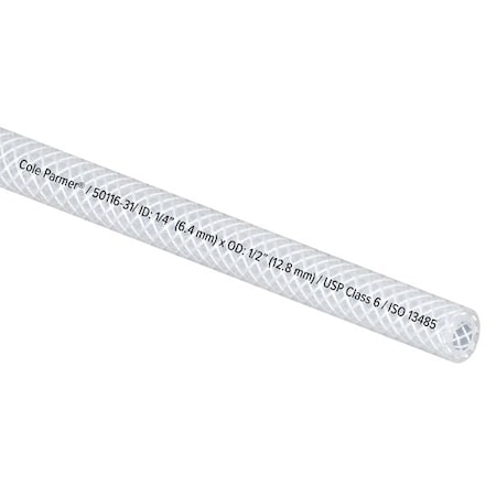 Cole Parmer Reinforced TPE Tubing, Clear, 1/4in ID x 1/2in OD; 25 Ft CP-FLXCBR4-8-25